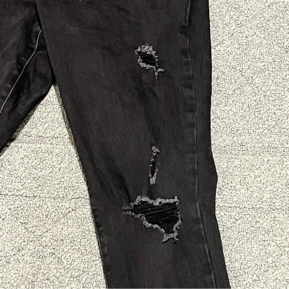Old Navy Jeans Womens 12 Long Black Pop Icon Skinny Denim Distressed Mid Rise - Picture 6 of 10